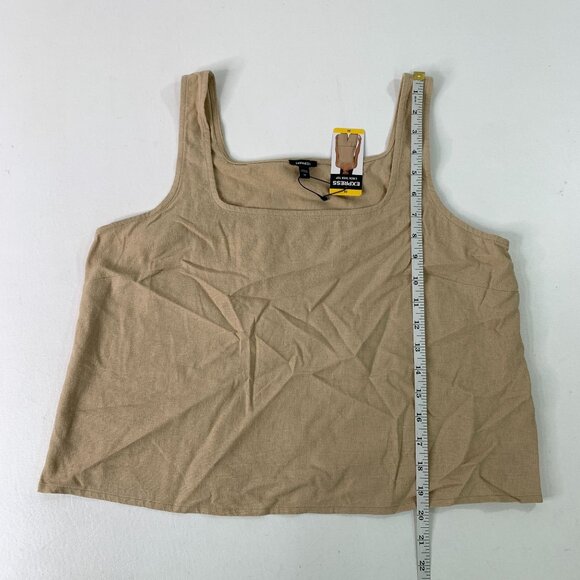 Express Women's Top M Beige Linen Blend Square Neck Tank Top Size M - Picture 6 of 7